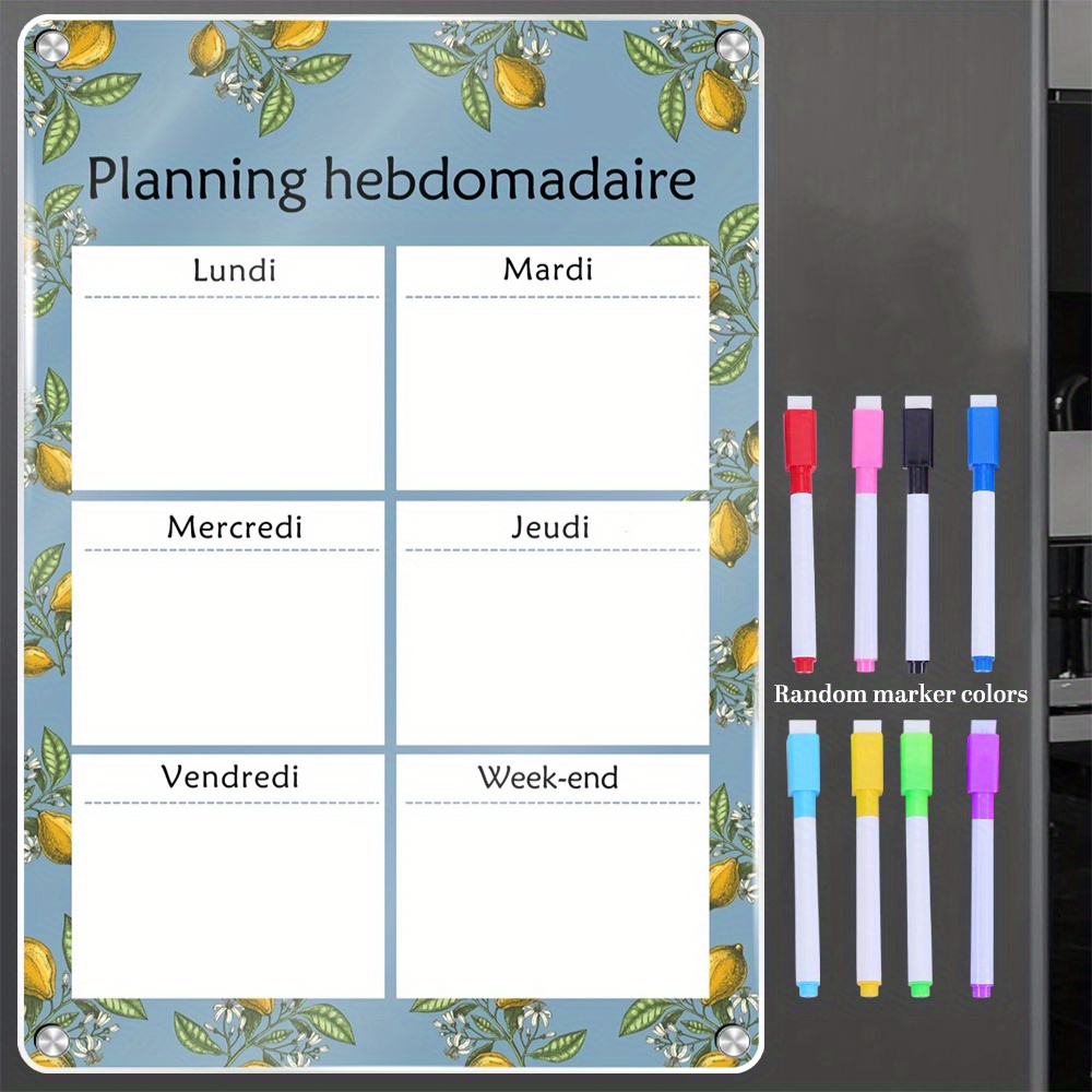 Magnetic Whiteboard Calendar - Weekly Magnetic Calendar 16.54×11.81inch - French